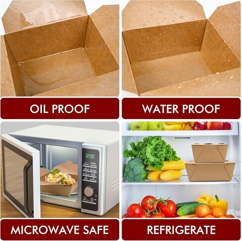 EcoDispose 71 oz Kraft Paper Pack of 70 Fold To Go Containers, Microwaveable Leak and Grease Proof Take Out Boxes for Lunch,Leftover and Restaurant in Saudi Arabia