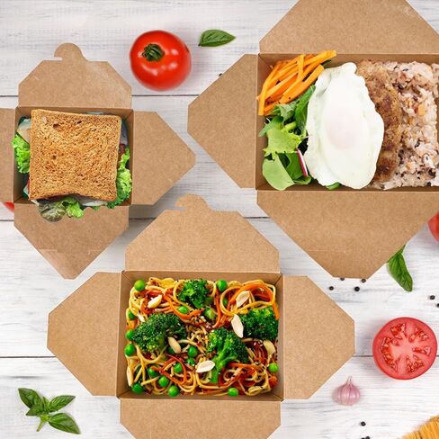 EcoDispose 71 oz Kraft Paper Pack of 70 Fold To Go Containers, Microwaveable Leak and Grease Proof Take Out Boxes for Lunch,Leftover and Restaurant in Saudi Arabia