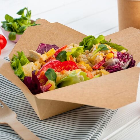 EcoDispose 71 oz Kraft Paper Pack of 70 Fold To Go Containers, Microwaveable Leak and Grease Proof Take Out Boxes for Lunch,Leftover and Restaurant in Saudi Arabia