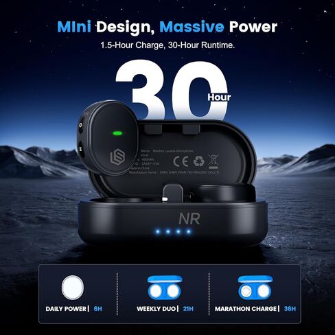 2-Pack Wireless Microphone for iPhone/Android/iPad, 3-Level AI Noise Canceling USB-C Clip-on Mic with Charging Case, Lightning, Mini Lavalier Microphones for Vlogging, Recording, YouTube, TikTok in Saudi Arabia