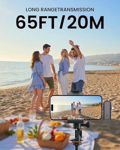 3 In 1 Mini Wireless Lavalier Microphone for Iphone: Bluetooth Lapel Mic For iPad Android Phone Camera Pc - Small Clip Microphones Crystal Clear Sound Quality for Recording Vlogging Live Streaming in Saudi Arabia
