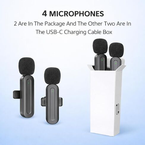 3 In 1 Mini Wireless Lavalier Microphone for Iphone: Bluetooth Lapel Mic For iPad Android Phone Camera Pc - Small Clip Microphones Crystal Clear Sound Quality for Recording Vlogging Live Streaming in Saudi Arabia