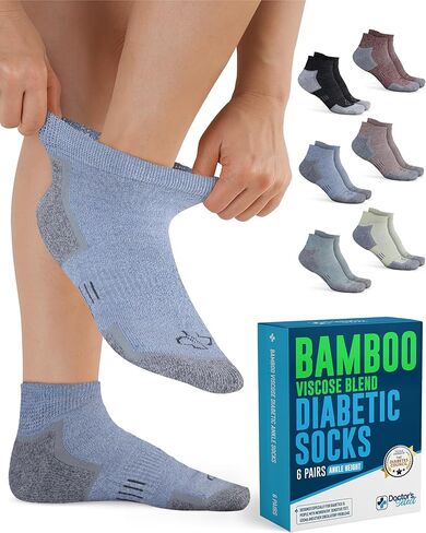 Doctor's Select Bamboo Viscose Diabetic Socks for Women & Men - 6 Pairs, Viscose Bamboo Socks Woman, Low Cut, Non Binding in Kuwait