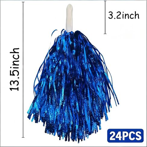 24 PCS Blue Cheerleading Pom Poms Bulk - Soft Sparkly Dance Poms for Cheerleaders, Pep Rallies, Sports Events & Party Decor in Kuwait