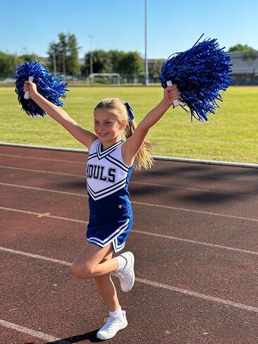 24 PCS Blue Cheerleading Pom Poms Bulk - Soft Sparkly Dance Poms for Cheerleaders, Pep Rallies, Sports Events & Party Decor in Kuwait
