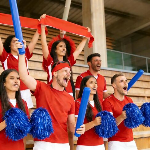 24 PCS Blue Cheerleading Pom Poms Bulk - Soft Sparkly Dance Poms for Cheerleaders, Pep Rallies, Sports Events & Party Decor in Kuwait