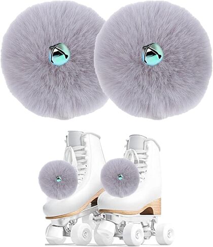 Bestookits Roller Skate Poms مع أجراس، ملابس التزلج على الجليد وإكسسوارات التزلج على الجليد، ديكورات التزلج على الجليد للفتيات والنساء قطعتين (وردي) in Saudi Arabia