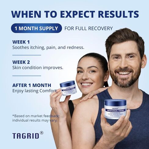 TAGRID NDC-Approved 1% Clotrimazole Antifungal Cream: Powerful, Non-Prescription Relief for Ringworm, Athlete's Foot, and Jock Itch - 50g in Kuwait