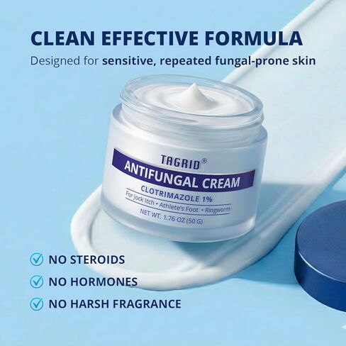 TAGRID NDC-Approved 1% Clotrimazole Antifungal Cream: Powerful, Non-Prescription Relief for Ringworm, Athlete's Foot, and Jock Itch - 50g in Kuwait