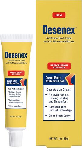 كريم القدم المضاد للفطريات من ديسينيكس يعالج معظم أقدام الرياضيين، بقوة وصفة طبية 2% ​​نترات ميكونازول، يساعد على تخفيف الحكة والحرق والتقشير، والتحكم في الرائحة طوال اليوم لأقدام منتعشة، رائحة منعشة، 1 أونصة in Kuwait