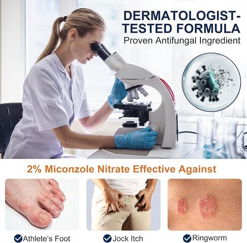Antifungal Cream for Jock Itch, Athletes Foot & Ringworm - 2% Miconazole Nitrate Cream for Humans Skin Fungus, Relieves Itching, Burning, Cracking and Scaling (3.5 Ounce) in Saudi Arabia