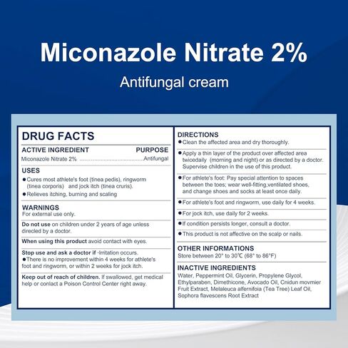 Antifungal Cream for Jock Itch, Athletes Foot & Ringworm - 2% Miconazole Nitrate Cream for Humans Skin Fungus, Relieves Itching, Burning, Cracking and Scaling (3.5 Ounce) in Saudi Arabia
