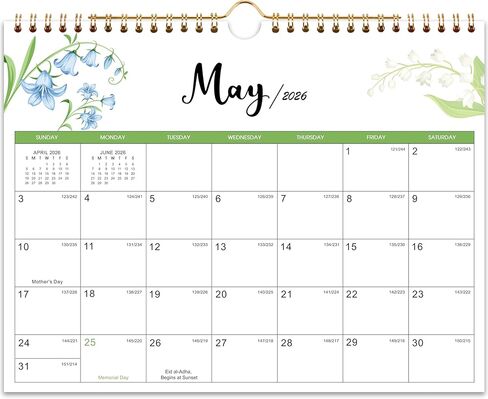 2025-2026 Calendar - 2025-2026 Wall Calendar, Jul. 2025 - Dec. 2026, 11" x 8.5", Small 18 Monthly Calendar 2025-2026 with Thick Paper and Julian Date in Kuwait