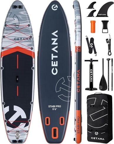 لوح تجديف قابل للنفخ واسع للغاية من CETANA مقاس 11'6 × 35 بوصة × 6 بوصة، سعة وزن عالية 450 رطل، لوح تجديف عريض وثابت للمبتدئين، لوح تجديف كبير من 2 إلى 3 أشخاص مع 3 زعانف، بنجي مزدوج، 15 حلقة على شكل حرف D in Kuwait