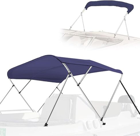 غطاء قارب علوي من SereneLife 4 Bow Blue Bimini، مع إطار من الألومنيوم من القماش، ومظلة مقاومة للماء للحماية من الأشعة فوق البنفسجية من المستوى 4، مع أشرطة أمامية وأذرع دعم خلفية، تناسب القوارب بطول 8 بوصات × 79-84 بوصة عرضًا × 54 بوصة ارتفاعًا، سهلة الترك in Saudi Arabia