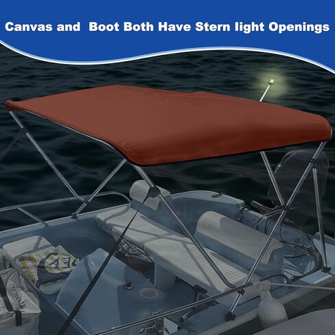 3 قطع من قماش بيميني العلوي البديل للقارب مع فتحة خفيفة وحذاء للتخزين، وأكمام بسحاب سهلة التركيب، مقاومة للماء شديدة التحمل، مظلة قارب ظل الشمس البحرية 900D بدون إطار، 6'L 61"-66"W كلاريت in Kuwait