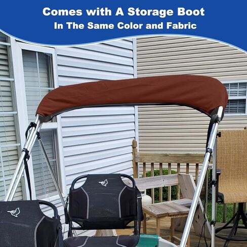 3 قطع من قماش بيميني العلوي البديل للقارب مع فتحة خفيفة وحذاء للتخزين، وأكمام بسحاب سهلة التركيب، مقاومة للماء شديدة التحمل، مظلة قارب ظل الشمس البحرية 900D بدون إطار، 6'L 61"-66"W كلاريت in Kuwait