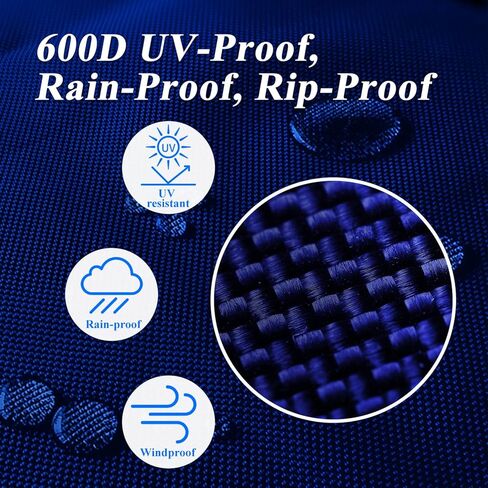 Bimini Top Cover 600D UV-Resistant Canvas, Tear & Fade Proof, Waterproof 4 Bow Boat Shade with Zippered Pockets, Pontoon Bimini Top with Frame Rustproof Square Poles, Navy 4 Bow 8'L 54" H 91"-96" W in Kuwait