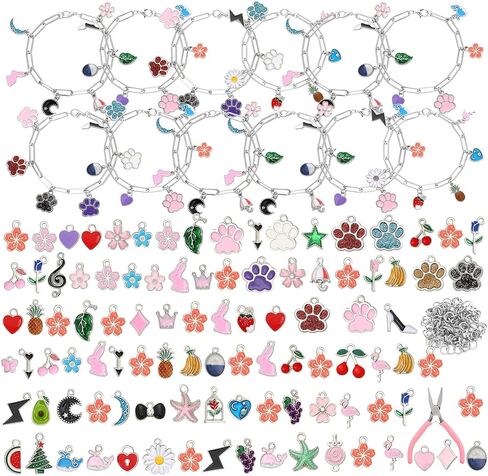 Tondiamo 173 Pieces Bracelet Jewelry Making Kit 100 Assorted Bracelet Charms 60 Jump Rings and Tools for Women Jewelry Making Crafts DIY Necklace Bracelet Earring Craft Supplies Craft Beginner in Saudi Arabia