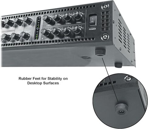 خلاط روكفيل PRE-70V ستيريو 8 مناطق مع بلوتوث، USB/SD/FM، مدخلات ميكروفون، رنين، تحكم باس/ثلاثي، لأنظمة الصوت 70 فولت in Saudi Arabia