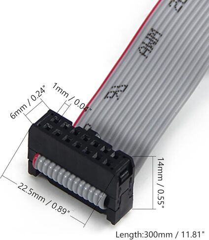 Fielect 2pcs IDC 14 Pin Connector Gray Wire Flat Ribbon Cable Connector Length 30cm 2.54mm Pitch in Saudi Arabia