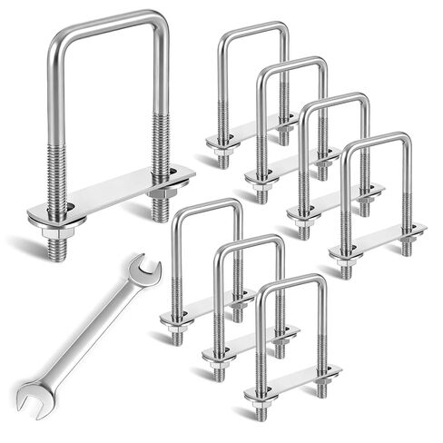 8 Sets M6 U Bolts 1 Inch Wide, 304 Stainless Steel Heavy Duty 25mm x 70mm U Bolts with Nuts, Bolt Plate, Washers and Wrench for Boat Trailer in Kuwait