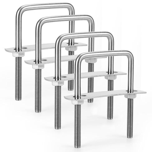 4 Sets M8 Square U-Bolts, 304 Stainless Steel U-Bolts (M8 x 50mm x 100mm), with Nuts, Bolt Plates, for Trailer, Sailboat, Automotive & Industrial Use in Kuwait