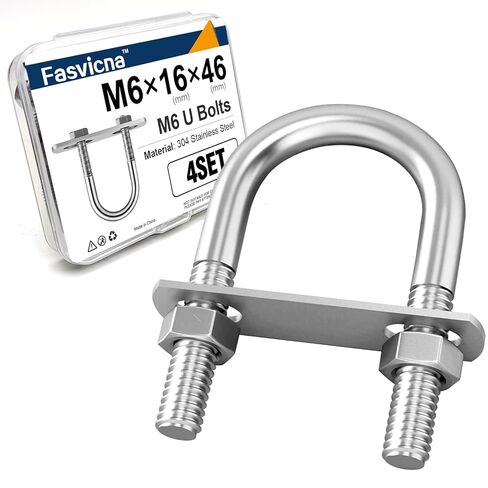 4 مجموعات من مسامير M6 U مقاس 27 مم × 70 مم (1.1 بوصة العرض الداخلي)، مجموعة مشبك مسمار على شكل حرف U من الفولاذ المقاوم للصدأ مع لوحة وصواميل، شديدة التحمل للأنابيب الكبيرة والمقطورة والبحرية in Kuwait