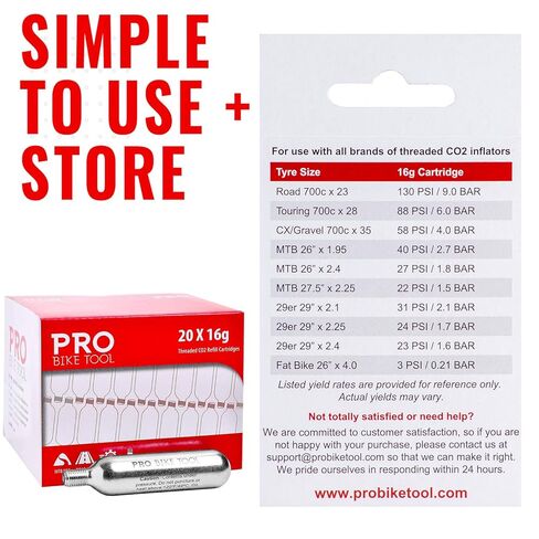 16g Threaded CO2 Cartridges - for All CO2 Handheld Bike Tire Inflators with Threaded Connection - Quick Air Refill for Bicycle Tires - Cartridge for CO2 Pump - Road or MTB Bikes. in Kuwait