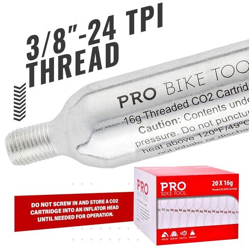 16g Threaded CO2 Cartridges - for All CO2 Handheld Bike Tire Inflators with Threaded Connection - Quick Air Refill for Bicycle Tires - Cartridge for CO2 Pump - Road or MTB Bikes. in Kuwait