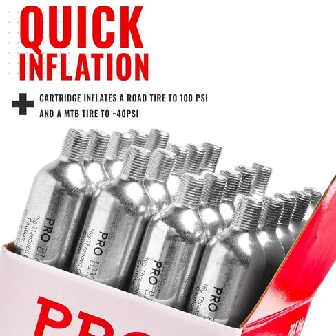 16g Threaded CO2 Cartridges - for All CO2 Handheld Bike Tire Inflators with Threaded Connection - Quick Air Refill for Bicycle Tires - Cartridge for CO2 Pump - Road or MTB Bikes. in Kuwait