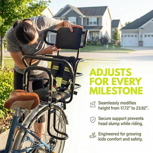 مقعد دراجة خلفي للأطفال مع مسند رأس قابل للتعديل، مقعد دراجة خلفي للأطفال مع دواسات قدم ودرابزين مسند للظهر. كرسي دراجة حامل للأطفال للدراجات مصمم للأطفال من سن 18 شهرًا إلى 8 سنوات in Kuwait
