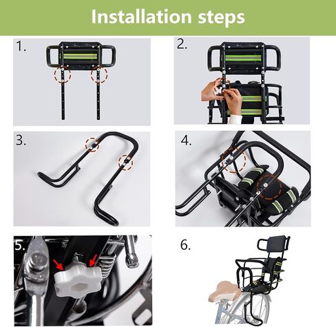 مقعد دراجة خلفي للأطفال مع مسند رأس قابل للتعديل، مقعد دراجة خلفي للأطفال مع دواسات قدم ودرابزين مسند للظهر. كرسي دراجة حامل للأطفال للدراجات مصمم للأطفال من سن 18 شهرًا إلى 8 سنوات in Kuwait