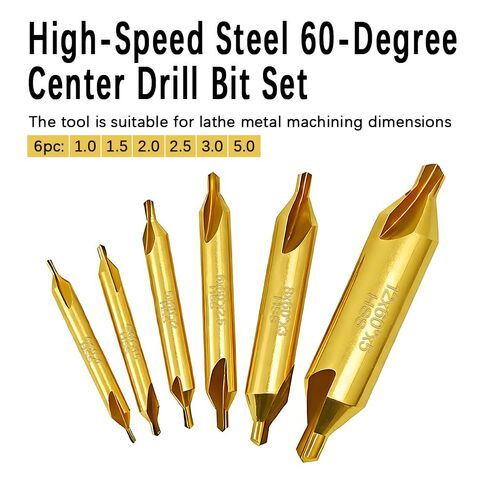 6 Pcs Center Drill Bits Set with 1Pcs Automatic Center Punch,TiAlN Coated Cobalt M2 HSS 60° Lathe Center Drill Bits 1.0 1.5 2.0 2.5 3.0 5.0mm with Case,Countersink Tools for Metalworking in Kuwait
