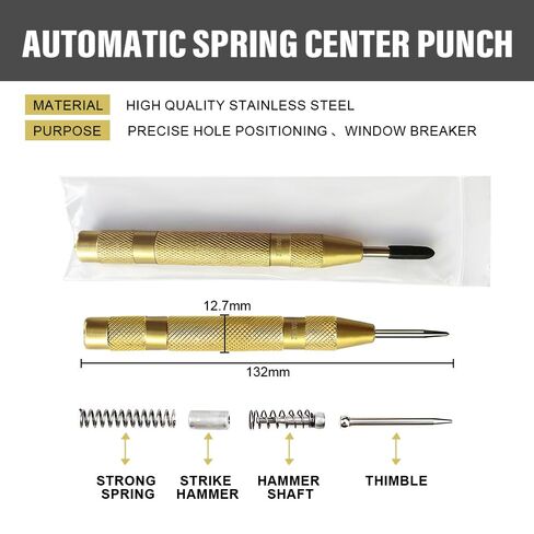 6 Pcs Center Drill Bits Set with 1Pcs Automatic Center Punch,TiAlN Coated Cobalt M2 HSS 60° Lathe Center Drill Bits 1.0 1.5 2.0 2.5 3.0 5.0mm with Case,Countersink Tools for Metalworking in Kuwait