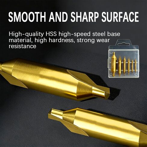 6 Pcs Center Drill Bits Set with 1Pcs Automatic Center Punch,TiAlN Coated Cobalt M2 HSS 60° Lathe Center Drill Bits 1.0 1.5 2.0 2.5 3.0 5.0mm with Case,Countersink Tools for Metalworking in Kuwait