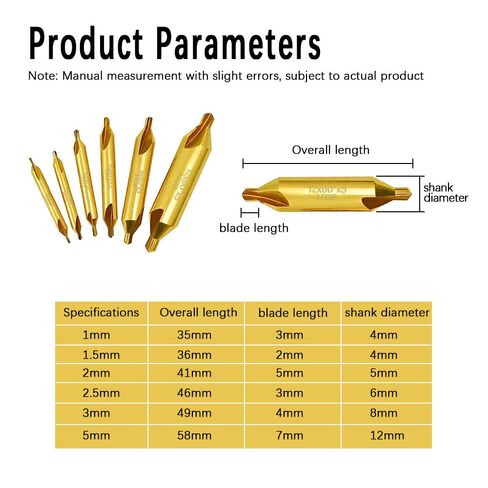 6 Pcs Center Drill Bits Set with 1Pcs Automatic Center Punch,TiAlN Coated Cobalt M2 HSS 60° Lathe Center Drill Bits 1.0 1.5 2.0 2.5 3.0 5.0mm with Case,Countersink Tools for Metalworking in Kuwait