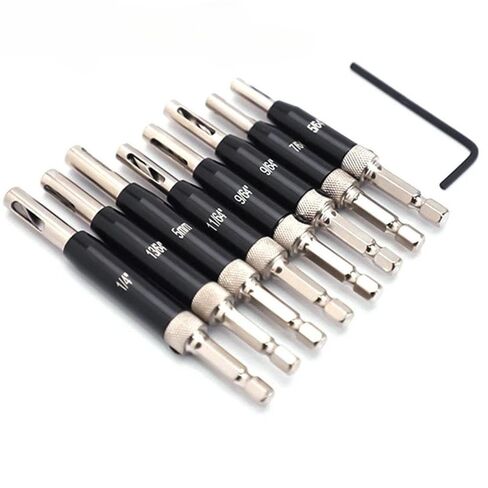 9 Pcs Self Centering Hinge Drill Bit Set Clic Change Door Cabinet Window Hole Puncher Jig Guide Locating Cutter Woodworking Tool HSS in Saudi Arabia