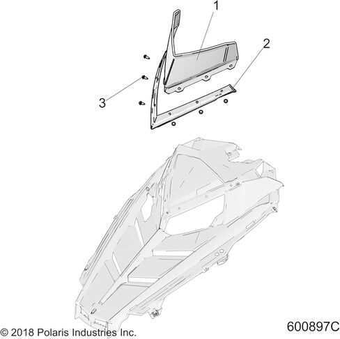 زجاج أمامي منخفض Polaris Snowmobile، أسود لامع، قطعة OEM الأصلية 5455033، الكمية 1 in Saudi Arabia