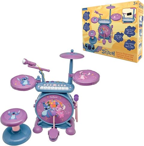 Lexibook, Complete Light-Up Electronic Drum Set with Keyboard, Cymbals, and Stitch Stool, Blue, K610D in Saudi Arabia