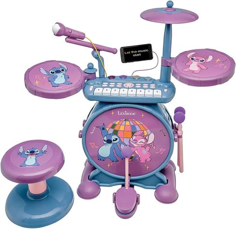 Lexibook, Complete Light-Up Electronic Drum Set with Keyboard, Cymbals, and Stitch Stool, Blue, K610D in Saudi Arabia