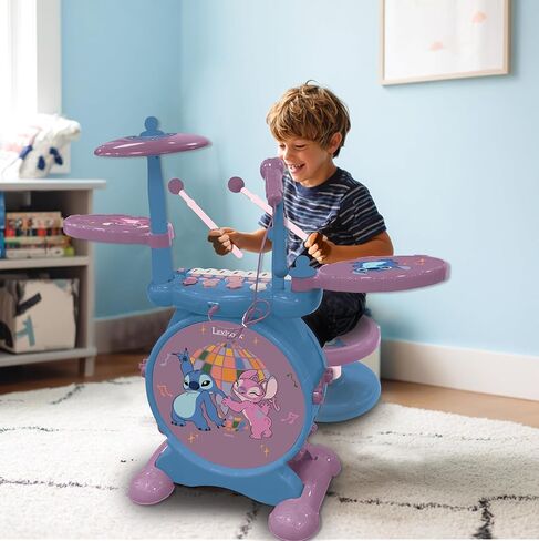Lexibook, Complete Light-Up Electronic Drum Set with Keyboard, Cymbals, and Stitch Stool, Blue, K610D in Saudi Arabia