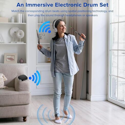 أعواد الطبول الهوائية، مجموعة طبول افتراضية ثلاثية الأبعاد لاستشعار الحركة مع أضواء RGB، ممارسة صامتة محمولة للأطفال والمراهقين والكبار، هدية ممتعة للمبتدئين ومحبي الموسيقى in Kuwait