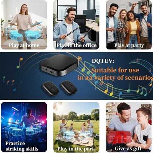 أعواد الطبول الهوائية، مجموعة طبول افتراضية ثلاثية الأبعاد لاستشعار الحركة مع أضواء RGB، ممارسة صامتة محمولة للأطفال والمراهقين والكبار، هدية ممتعة للمبتدئين ومحبي الموسيقى in Kuwait