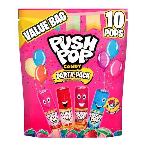 Push Pop Candy Lollipops - Individually Wrapped Variety Candy Party Pack - 10 Count Lollipops in Assorted Fruity Flavors - Fun Candy for Gifts, Celebrations, Party Favors, Gift Baskets, & Birthdays in Saudi Arabia