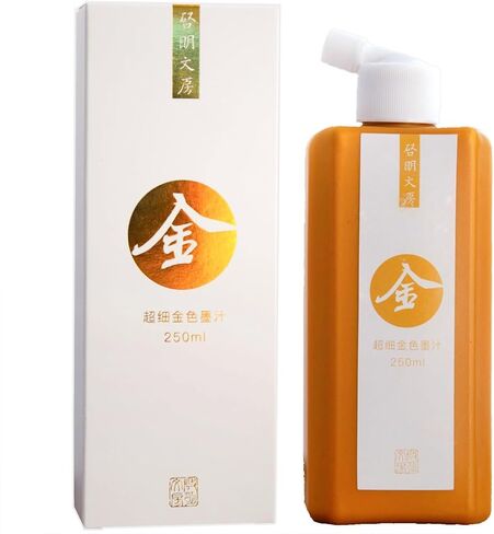 حبر الذهب ، حبر سائل الحبر الذهبي سومي للخط الصيني ولوحة الفرشاة الصينية ، حبر اللون الذهبي للأعمال الفنية التقليدية الصينية ، 250 مل / 8.45 أوقية in Kuwait