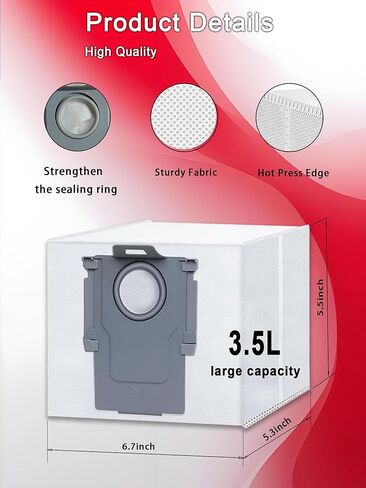 4 Pack Disposable Vacuum Dust Bags Replacement for Roborock S8 Pro Ultra, S8+, S7 Max/MaxV Ultra, Q8/Q7/Q5 Max+, Q5 Pro+, Q7+, Q5+ Model in Kuwait