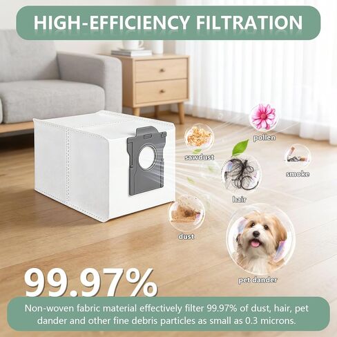 12 كيس غبار متوافق مع Dreame L10s Ultra، X30 Ultra، X40 Ultra، X50 Ultra، L40 Ultra، للمكنسة الكهربائية Mova E40/P10/P50 Pro Ultra، استبدال أكياس ذات سعة كبيرة 3 لتر in Kuwait