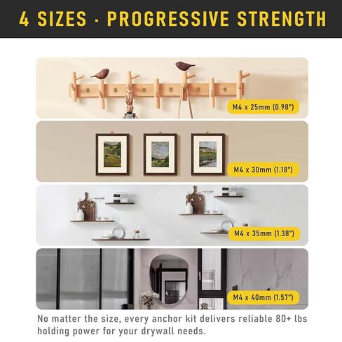مجموعة أدوات تثبيت الحوائط الجافة ذاتية الحفر، FIXLINK 180 قطعة بمقاس واحد من مرساة الألواح الصخرية و4 براغي بأحجام، فولاذ مطلي بالزنك، بدون حفر أو ثقوب في الحائط، للتلفزيون، التعليق على الحائط، الخزانات in Kuwait