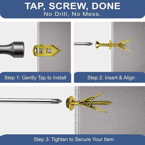 120PCS Self Drilling Drywall Anchors with Screws Kit, Zinc Plated Steel Drywall Grip Anchors, No Pre Drill or Holes in Wall, Zinc Expansion Screws for Shelves, Mirrors, Curtain Rods, Picture Frames in Saudi Arabia